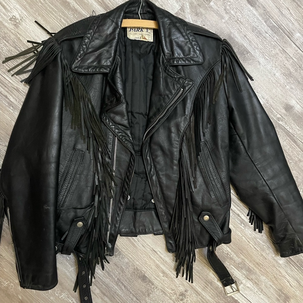 80s Genuine Leather fringe coat